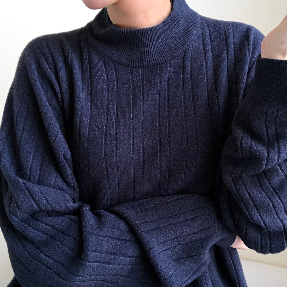 VINTAGE/ slouchy mock neck ribbed pullover